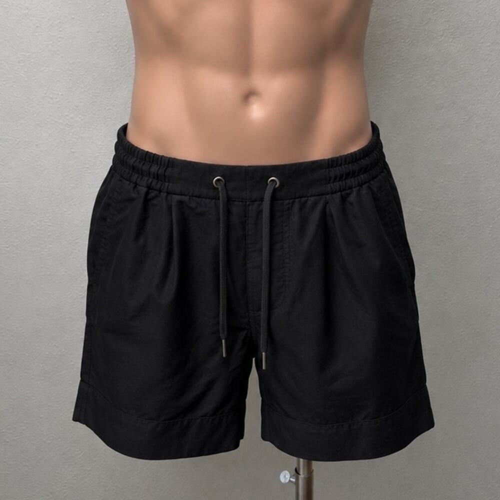 Ralph Lauren Purple Label Black Linen Pleated Drawstring Shorts Men's US M